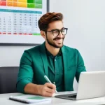 캐피탈 대출 한도 확인 - **Prompt 1: The Confident Financial Manager**
    A young adult, casually dressed in stylish but mod...