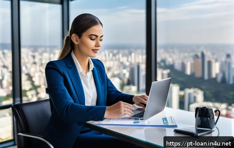 자동차 리스와 렌트 비교 사례 - A modern, sleek office scene showing a young professional woman reviewing a leasing contract for a n...